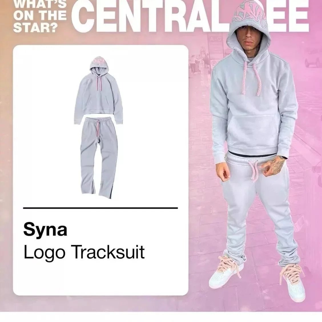28 Grey Pink Hoodie Set